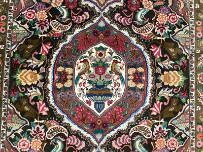 Lot 1521 - Kashan type rug with stepped animal and foliate medallion in conforming borders, 140 x 101cm