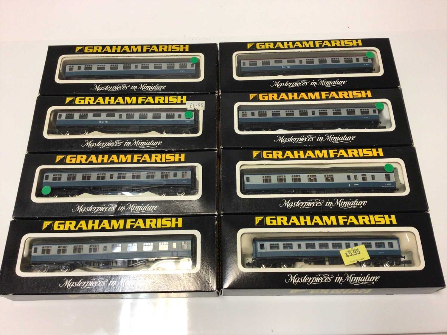 Lot 83 - Graham Farish N gauge carriages including BR blue/grey No.0695 (5), No.0686 (3) plus Sixteen others, all boxed (24 total)