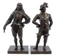 Lot 840 - Pair 19th century bronze figures of King...