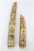 Lot 849 - 20th century carved hippopotamus tooth with...