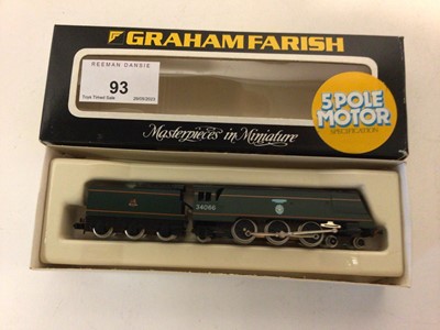 Lot 93 - Graham Farish N gauge 4-6-2 BR green Early Emblem Battle of Britain "Spitfire" tender locomotive 34066, boxed No.1505