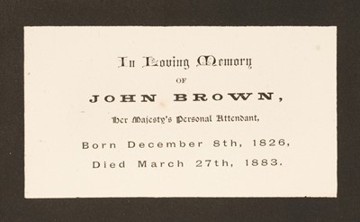 Lot 17 - Scarce John Brown, Queen Victoria’s personal assistant memoriam card