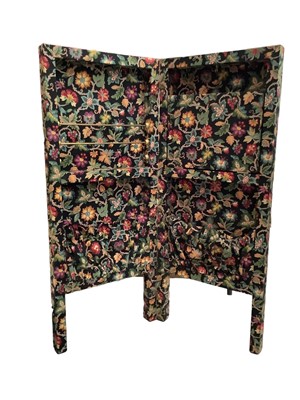 Lot 126 - Vintage Luggage- Large metal travel wardrobe by Victor, fabric lined with drawers and hanging space. Plus a fabric covered folding storage case.