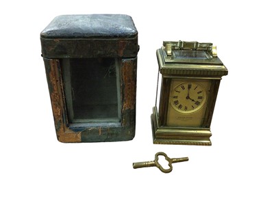 Lot 80 - Brass cased carriage clock of small proportions, in original case