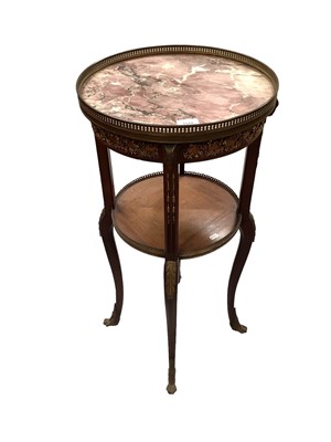 Lot 1518 - Good quality late 19th century French étagère with circular galleried rouge marble top