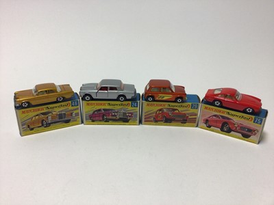 Lot 206 - Matchbox 1-75 Series Superfast models No.29 Racing Mini, No.46 Mercedes 300 SE, No.36 Draguar, No.24 Rolls Royce Silver Shadow, No.22 Pontiac Coupe, No.75 Ferrari Bertinelta, No.31 Lincoln Continen...