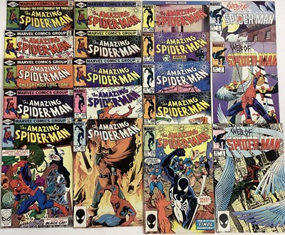 Lot 31 - Small group of Marvel comics The Amazing Spider-Man. Issues 200, 201, 202, 203, 204, 205, 206 and 207 from 1980. Issues 260, 261, 262, 263, 264 and 266 from 1985. Also includes Web of Spider-Man 1,...