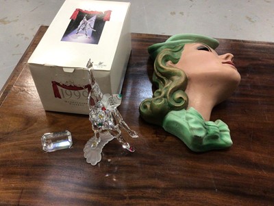 Lot 13 - Swarovski sculpture of Pierrot, and an Art Deco plaster wall mask