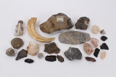 Lot 947 - Collection of geological specimens, worked flints etc, some with old labels