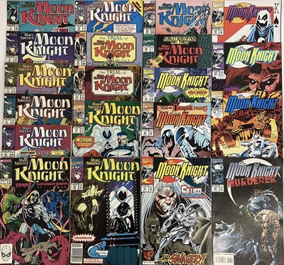 Lot 75 - Small group of Marvel comics Marc Spector Moon Knight 1989 - 1994. To include first issue and issue 19 featuring Spider-Man and The Punisher.
