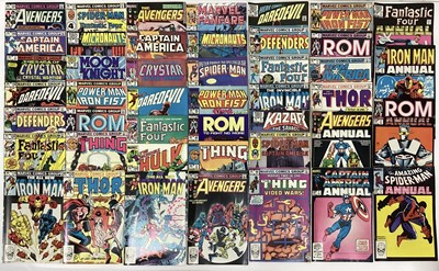 Lot 108 - Box of Marvel comics mostly 1980's. To include The Avengers, Hawkeye, Power man and iron fist, Moon Knight and others. Approximately 165 comics