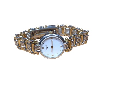 Lot 151 - Longines stainless steel wristwatch on bi-metal bracelet. Boxed with guarantee card and booklet