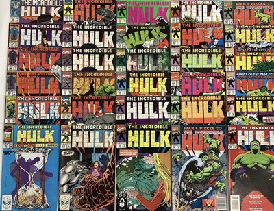 Lot 27 - Group of Marvel comics The Incredible Hulk mostly 1990's. To include issue 377, First appearance of professor hulk. And issue 418, first apperance of Talos. Approximately 30 comics.