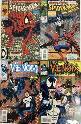 Lot 69 - Marvel Comics Spider-Man issue 1 (1990) Todd McFarlane art. Together with Venom funeral pyre issues 1 and 3 and Spider-Man unlimited issue 2 (1993). (4)