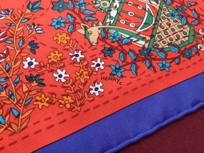 Lot 2088 - Hermès silk scarf Pique Fleuri de Provence, designer Henry c.  90 x 90cm approximately.