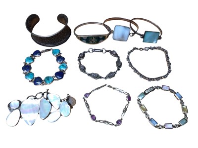 Lot 60 - Collection of silver and white bracelets