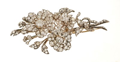 Lot 623 - A fine 19th century diamond floral spray brooch, approximately 9.5ct total