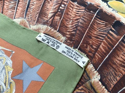 Lot 2094 - Hermès silk scarf Texas Wildlife, designer Kermit Oliver, 1986, 90 x 90cm approximately.