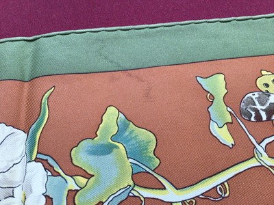 Lot 2094 - Hermès silk scarf Texas Wildlife, designer Kermit Oliver, 1986, 90 x 90cm approximately.