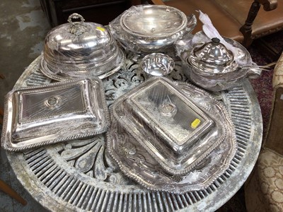 Lot 651 - Group of silver plated item, lidded tureens etc