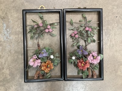 Lot 134 - Pair of oriental hard stone relief plaques