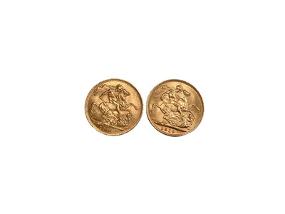 Lot 427 - G.B. - Gold Sovereigns Edward VII 1910 EF & George V 1913 GVF (2 coins)