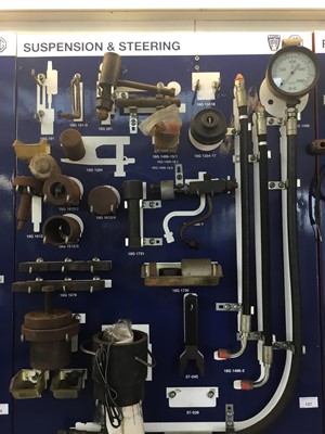Lot 137 - Lot MG River main agent specialist tools on mounting board