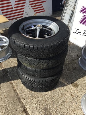 Lot 167 - Five MGB rostyle wheels with tyres