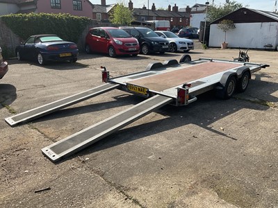 Lot 168 - Brian James 2600 kg twin axle car trailer, type P-AM-T-055-1, with ramps.