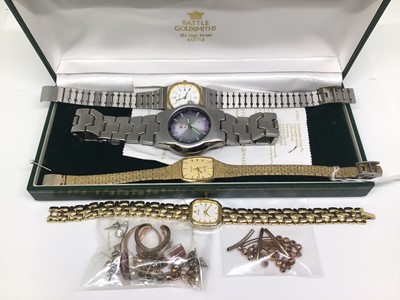 Lot 1127 - Group of wristwatches including Citizen, Zurich Sports, two Montine, various earrings etc