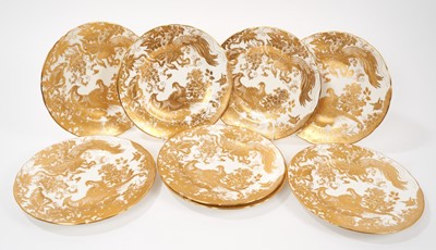 Lot 280 - Eight Royal Crown Derby Gold Aves salad plates