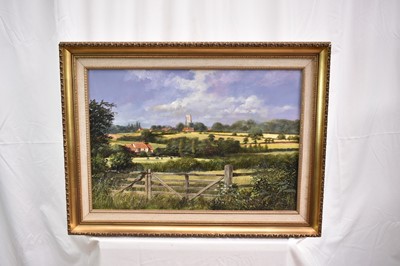 Lot 806 - *Clive Madgwick (1934-2005) oil on canvas, Stoke-by-Nayland, signed and dated 1977, 38cm x 56cm, in gilt frame
