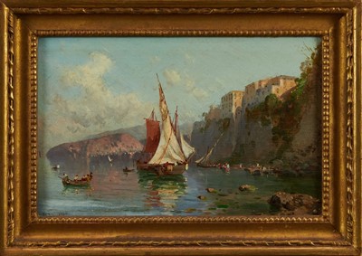 Lot 911 - Alessandro La Volpe (1820-1887) oil on panel - Sorrento, signed A. La Volpe lower left, 19cm x 29cm, inscribed verso, in gilt frame