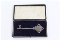 Lot 571 - Silverer presentation key, engraved -...