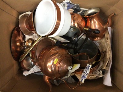 Lot 52 - Lot copper pans and kitchenalia
