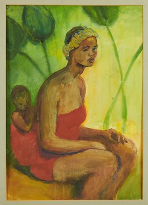 Lot 1290 - *Gerald Spencer Pryse (1882-1956) watercolour - Madonna, 54.5cm x 38.5cm, titled to label verso, with mount, unframed