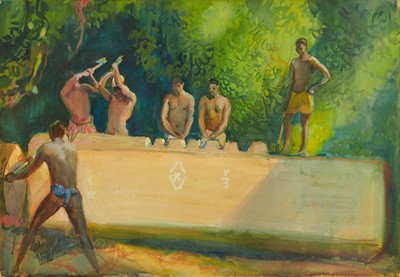 Lot 1289 - *Gerald Spencer Pryse (1882-1956) watercolour - Mahogany squaring, 54.5cm x 77.5cm, titled verso, unframed