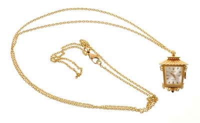 Lot 583 - Rare 1960s Rolex gold novelty pendant watch in the form of a lantern, on chain