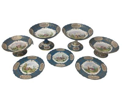 Lot 278 - Continental Pirkenhammer porcelain dessert service with painted scenes