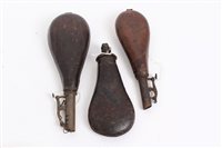Lot 613 - 19th century powder flask, together with two...
