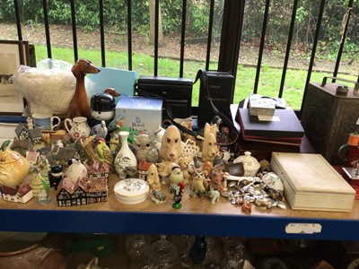 Lot 56 - Sundry items, including David Winter cottages, pictures, an Esso petrol can, miniature sewing machine, etc