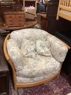 Lot 1264 - Good quality Ercol Renaissance low back two seater settee, together with a matching armchair and a footstool (3)