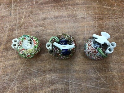 Lot 692 - Three 19th century Staffordshire bird's nest inkwells