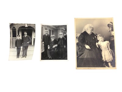 Lot 52 - H.R.H.Prince Edward of York (later H.M King Edward VIII and Duke of Windsor), fine portrait photograph of the infant Prince with his Great Grandmother Queen Victoria, another with his Grandfather...