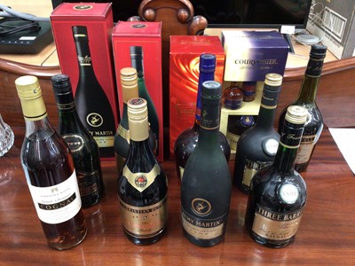 Lot 110 - 13 bottles of brandy, including Remy Martin, Courvoisier, Martell, etc