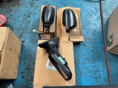 Lot 250 - New old stock Rover door mirror, part number CRB107550, a mirror cover and an MGF mirror (3)