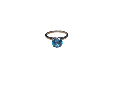 Lot 86 - Blue zircon single stone ring in 14ct white gold setting