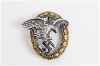 Lot 539 - Nazi Luftwaffe Air Observers badge with narrow...