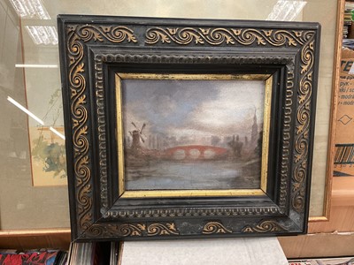 Lot 323 - 19th century Dutch landscape in an Ebonised wood frame.