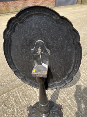 Lot 2 - Victorian papier mache occasional table with shaped top painted with flowers, on bulbous column and shaped base